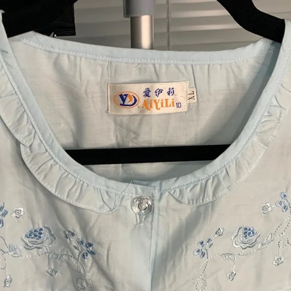 Light Blue Embroidered Blouse - Picture 6 of 9